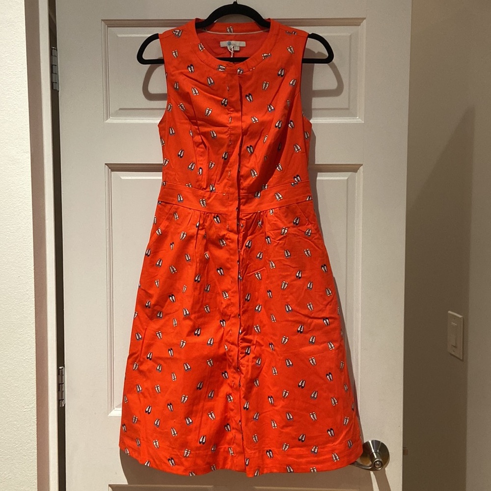 Boden Leila Red Shirt Dress Ballet Slipper Shoe Print Red - Picture 6 of 7